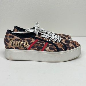 Juicy Couture Animal Print Platform Sneakers sz 8.5 Brown/Black‎
